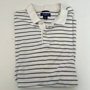 Nautica Golf White with Black Striped Golf Shirt